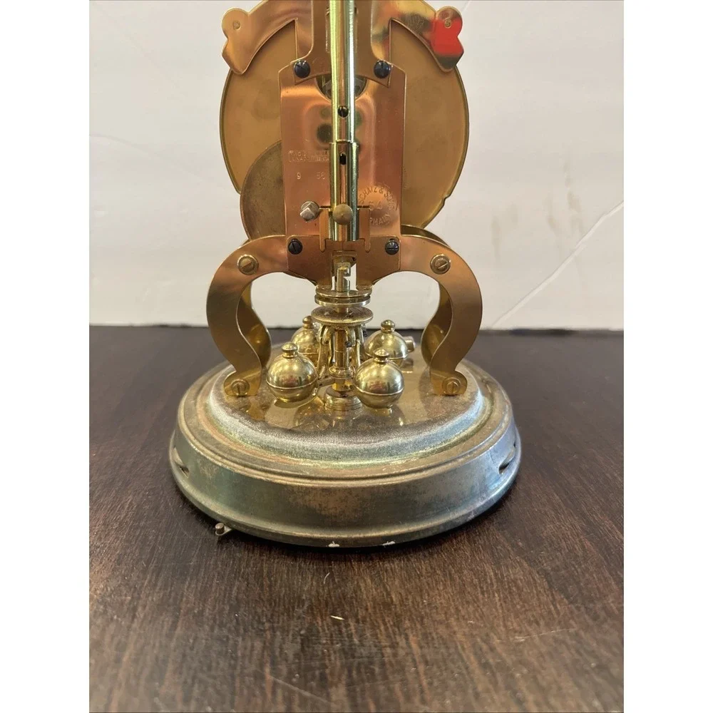 Vtg Schatz 1000 Day Anniversary Brass Clock w Plastic Dome AS IS See description